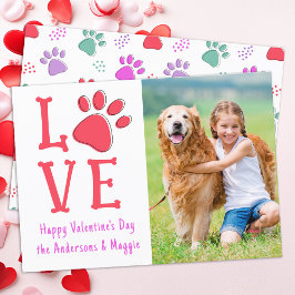 Valentijnsdag LOVE Pw Print Moderne Dog Pet Foto Feestdagenkaart