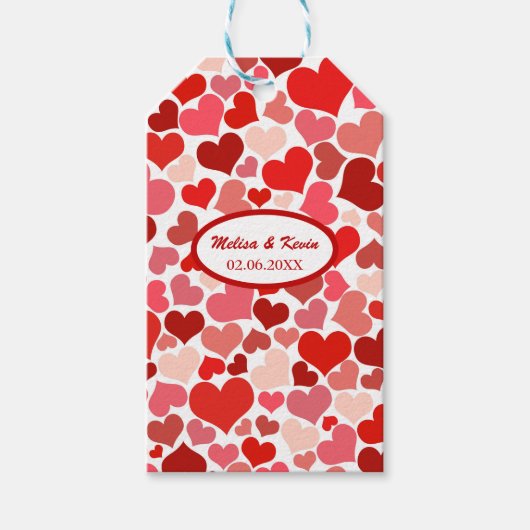 Valentijnsdag Love Red Hearts Cadeaulabel (Voorkant)