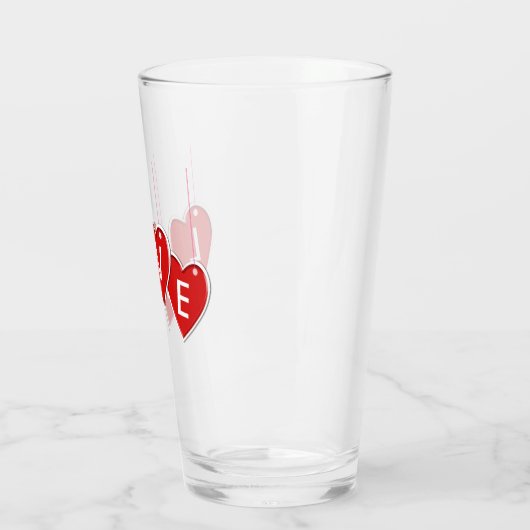 Valentijnsdag Love Red Hearts Glas (Links)