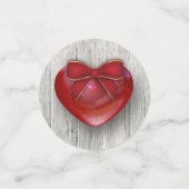 Valentijnsdag LOVE Red Hearts Modern Rustin Wood Confetti (Kleine voorkant)