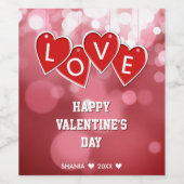 Valentijnsdag Love Red Hearts Wijn Etiket (Enkel label)