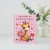 Valentijnsdag Love Rose Boeket Giraffe Feestdagenkaart (Staand voorkant)