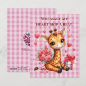 Valentijnsdag Love Rose Boeket Giraffe Feestdagenkaart (Voorkant / Achterkant)