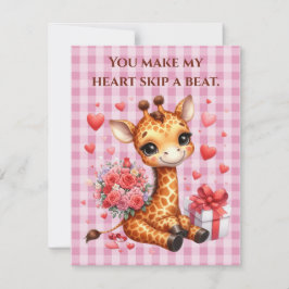 Valentijnsdag Love Rose Boeket Giraffe Feestdagenkaart
