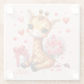 Valentijnsdag Love Rose Boeket Giraffe Glazen Onderzetter (Achterkant)