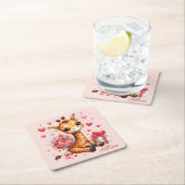 Valentijnsdag Love Rose Boeket Giraffe Kartonnen Onderzetters (Insitu)