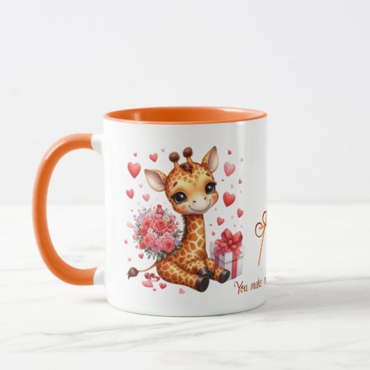 Valentijnsdag Love Rose Boeket Giraffe Mok (Links)