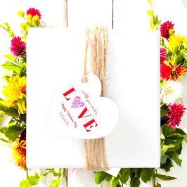 Valentijnsdag Love Script Red Heart Bedankjes Labels