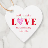 Valentijnsdag Love Script Red Heart Bedankjes Labels (Voorkant)