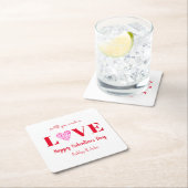 Valentijnsdag Love Script Red Heart Kartonnen Onderzetters (Insitu)