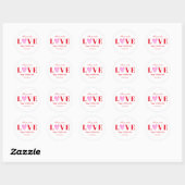 Valentijnsdag Love Script Red White Ronde Sticker (Vel)