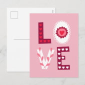 Valentijnsdag Love Stencil Mini Harten en Kant Feestdagenkaart (Voorkant / Achterkant)