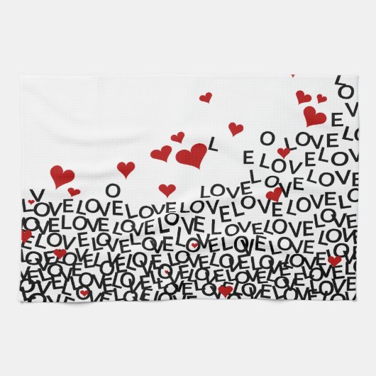 Valentijnsdag Love Towel Theedoek (Horizontaal)