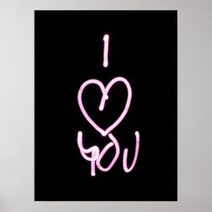 Valentijnsdag Love U Typographic Afbeelding Quote  Poster