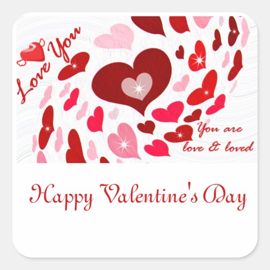 Valentijnsdag, Love_ Vierkante Sticker (Voorkant)