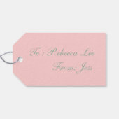 Valentijnsdag LOVE wazig roze stoffige roos Cadeaulabel (Achterkant Horizontaal)