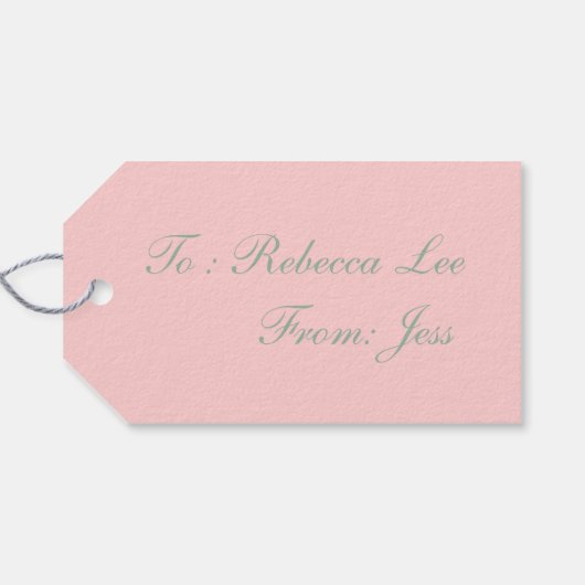 Valentijnsdag LOVE wazig roze stoffige roos Cadeaulabel (Achterkant Horizontaal)