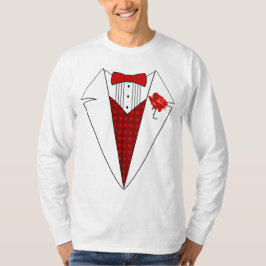 Valentijnsdag Lover Tuxedo T-Shirt met Red Rose