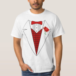 Valentijnsdag Lover Tuxedo T-Shirt met Red Rose
