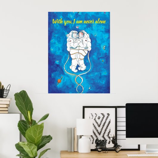 Valentijnsdag Loving Astronauts Paar Poster (Thuiskantoor)
