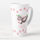 Valentijnsdag Luiaard Hartjes Drijvend Roze Mok (Rechterhoek)