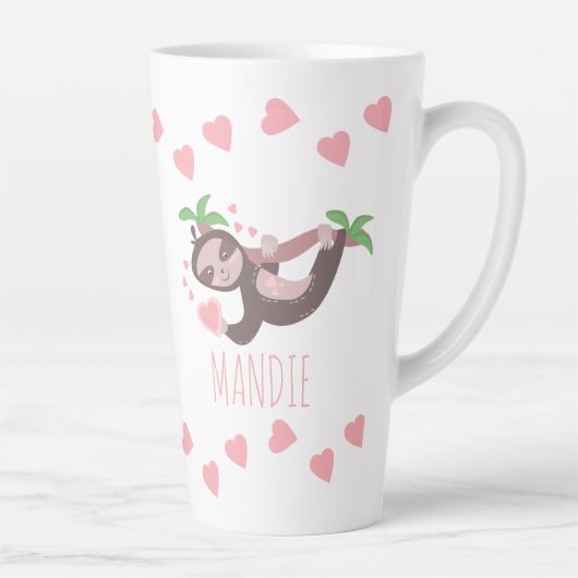 Valentijnsdag Luiaard Hartjes Drijvend Roze Mok (Rechts)
