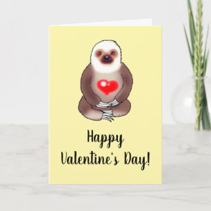 Valentijnsdag luiaard met gloeiend hart kaart