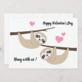 Valentijnsdag luiaard vlakke kaart (Voorkant / Achterkant)