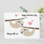 Valentijnsdag luiaard vlakke kaart (Staand voorkant)