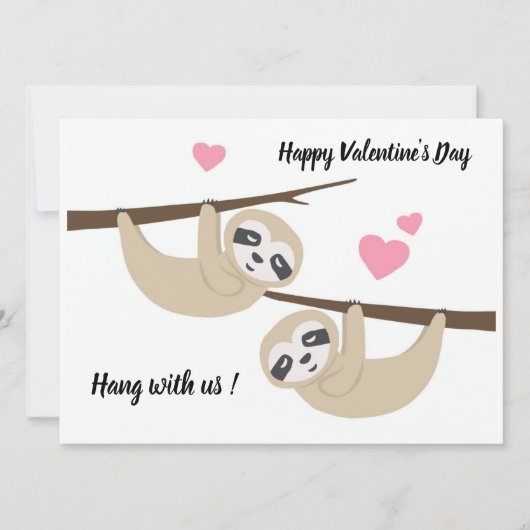 Valentijnsdag luiaard vlakke kaart (Voorkant)