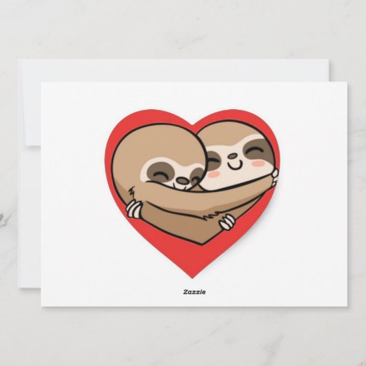 Valentijnsdag luiaard vlakke kaart (Achterkant)