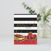 Valentijnsdag luxe gestreept feestdagenkaart (Staand voorkant)