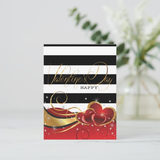 Valentijnsdag luxe gestreept feestdagenkaart (Staand voorkant)