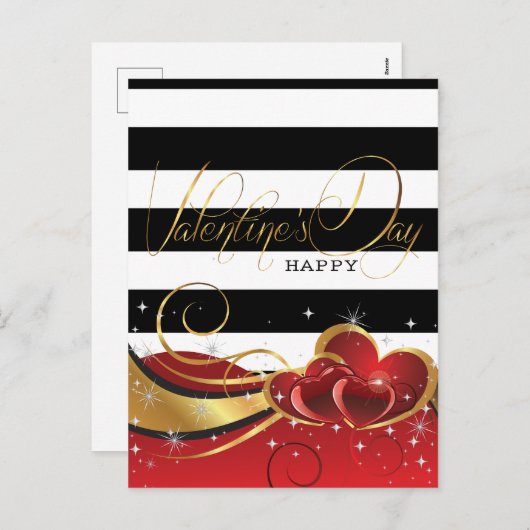 Valentijnsdag luxe gestreept feestdagenkaart (Voorkant / Achterkant)