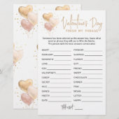 Valentijnsdag Maak mijn zin af Bewerkbaar spel (Voorkant / Achterkant)