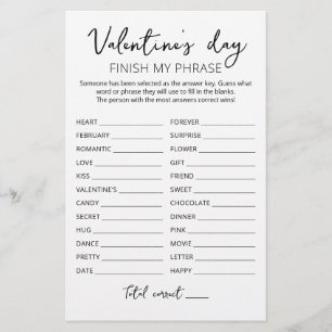 Valentijnsdag Maak mijn zin af Bewerkbaar spel