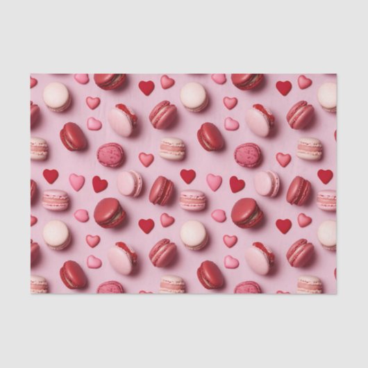 Valentijnsdag Macaron Cookie Hearts Tissuepapier (Voorkant)