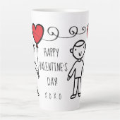 Valentijnsdag Mam Red Heart Cartoon XOXO Boy Latte Mok (Voorkant)
