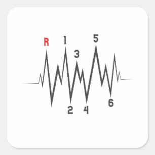 Valentijnsdag Manual Gear Stick Shift Hart Pulse Vierkante Sticker
