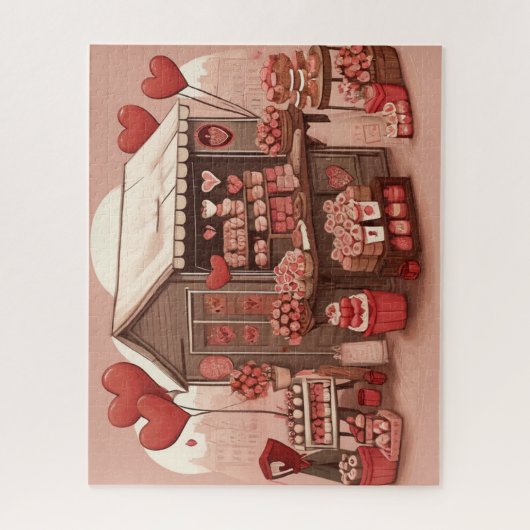 Valentijnsdag Markt Retro Legpuzzel (Verticaal)
