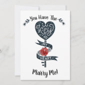 Valentijnsdag Marry Me proposal key to my Heart Feestdagenkaart (Voorkant)
