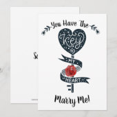 Valentijnsdag Marry Me proposal key to my Heart Feestdagenkaart (Voorkant / Achterkant)