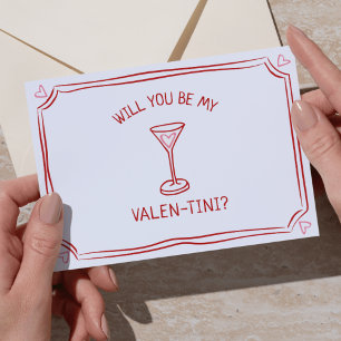 Valentijnsdag Martini Whimsical Rood en roze Kaart