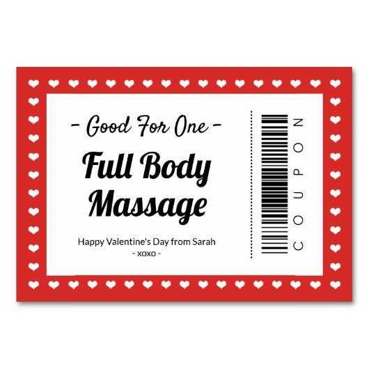 Valentijnsdag Massage Love Coupon Couple Gift Kaart (Voorkant)