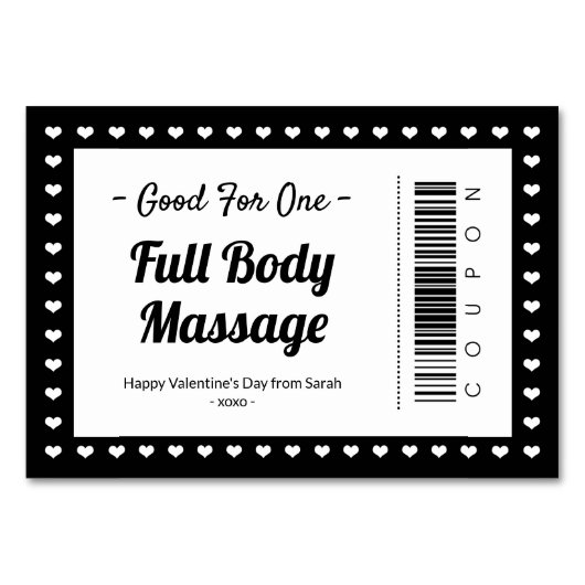 Valentijnsdag Massage Love Coupon Couple Gift Kaart (Voorkant)