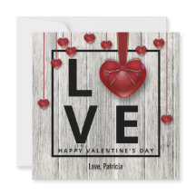 Valentijnsdag Matig Rustisch Hout LOVE Red Hearts