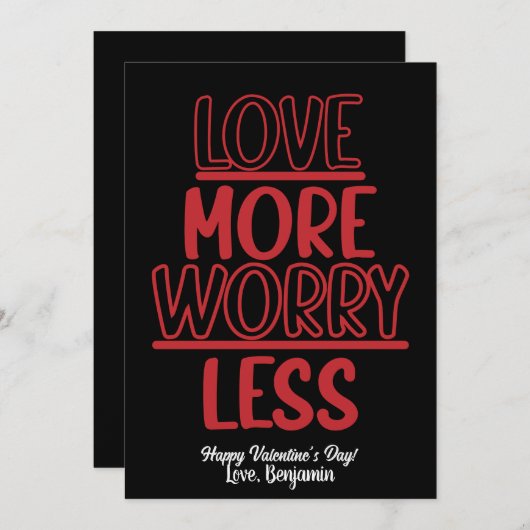 Valentijnsdag: Meer Liefde Minder Zorgen Feestdagenkaart (Voorkant / Achterkant)