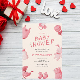 Valentijnsdag meisje Baby shower Kaart