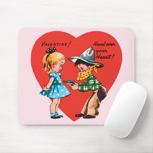 Valentijnsdag, meisje met cowboy Muismat (Met muis)