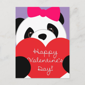 Valentijnsdag meisje panda Briefkaart
